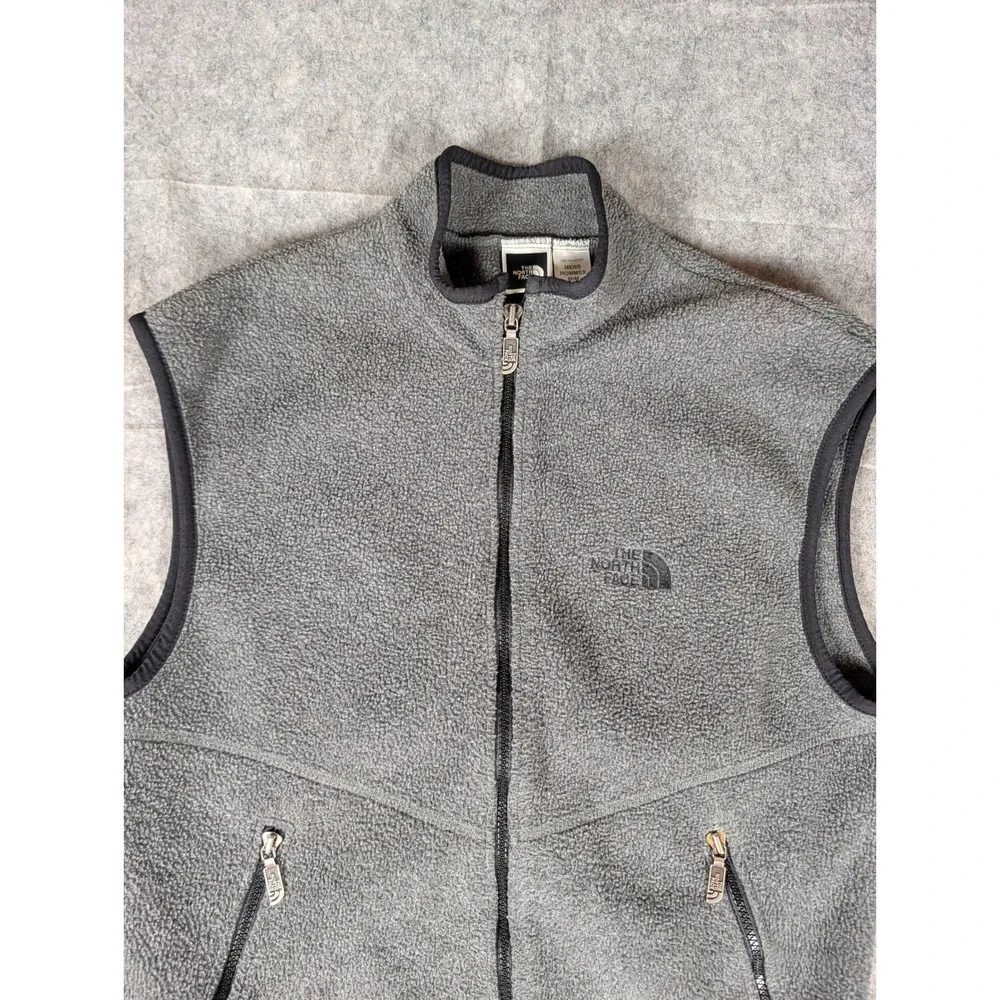 The North Face Mens Gray Full Zip Fleece Vest Mock Neck Made in USA RN 61661